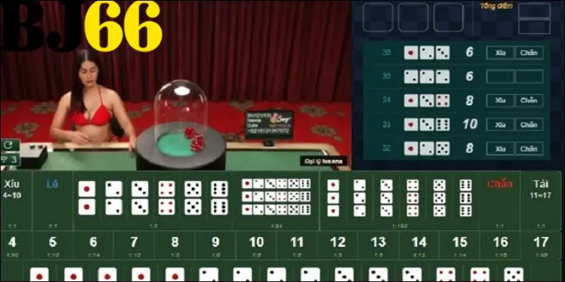 Không gian sảnh tài xỉu trực tiếp tại nhà cái BJ66 – âm thanh rõ ràng, hình ảnh chân thực, mang đến trải nghiệm như đang ngồi tại bàn thật